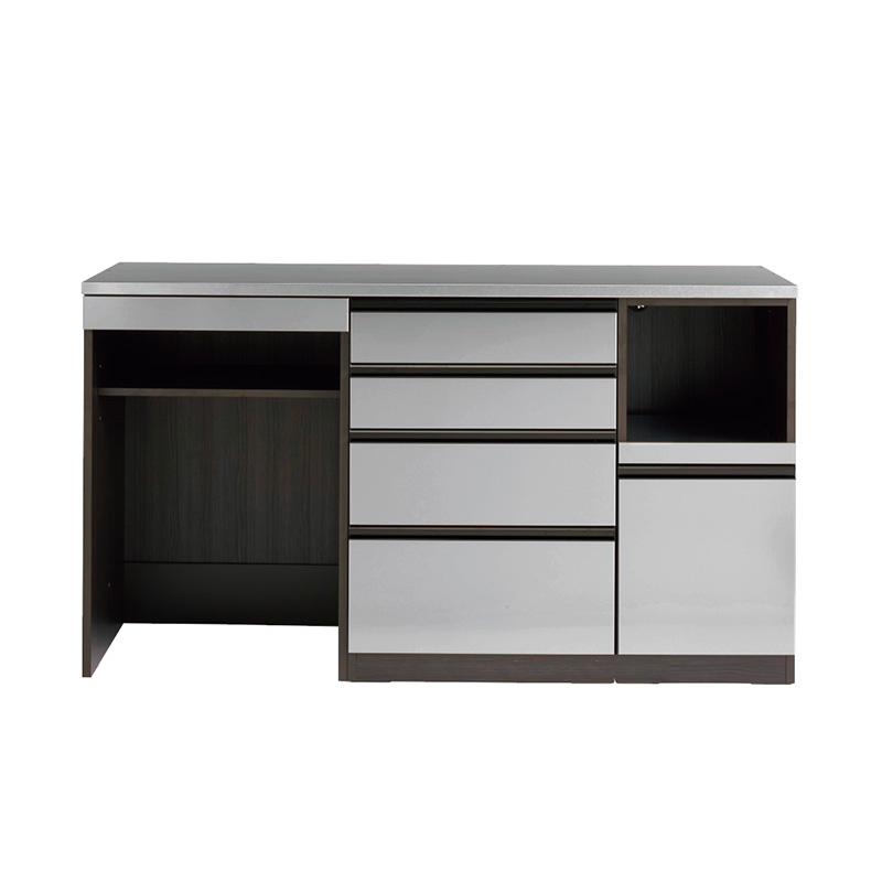 ステンレスバイブレーション仕上げ天板カウンター 幅160cm キッチンカウンター キッチン収納 629803