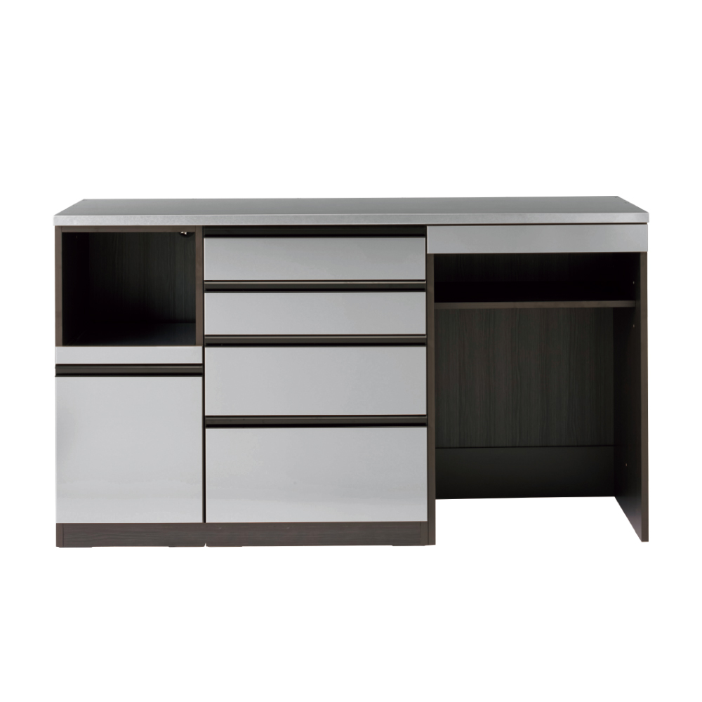 ステンレスバイブレーション仕上げ天板カウンター 幅160cm キッチンカウンター キッチン収納 629803