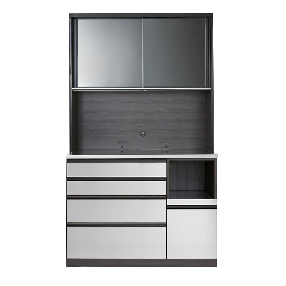 ステンレスバイブレーション仕上げ天板キッチンボード 幅120cm レンジ台 キッチンラック キッチン収納 629805