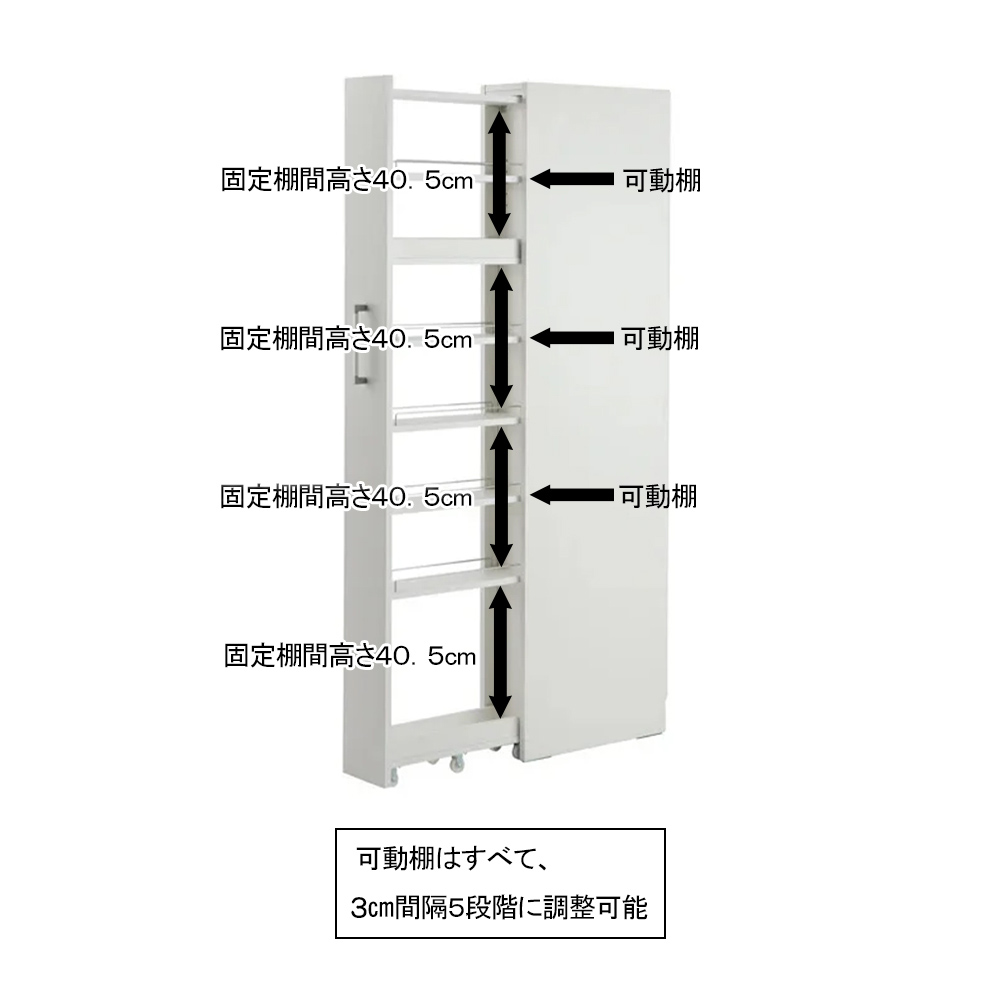 頑丈すき間ワゴン 35cm幅 完成品 日本製 隙間 ストッカー 収納 ストック ≪幅35cm≫ 42サイズから選べる すっきり隠せる頑丈隙間ワゴン 奥行55