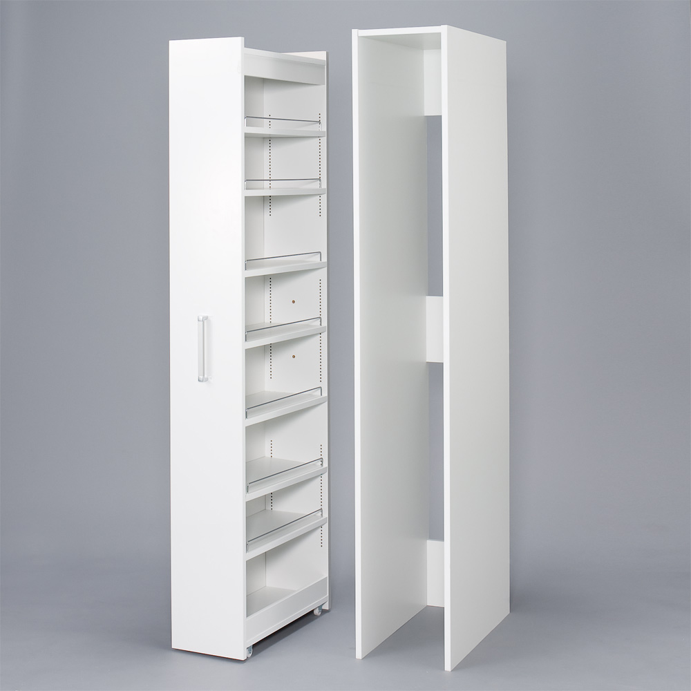 ボックス付きリバーシブル すき間収納庫 幅19奥行47cm 洗面所収納 隙間収納 トイレ 洗面所 ランドリー収納 630048