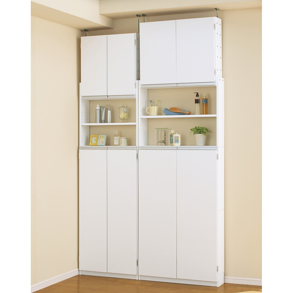 薄型で省スペースキッチン突っ張り収納庫 扉タイプ 幅60cm・奥行19cm キッチンボード キッチン収納 630302