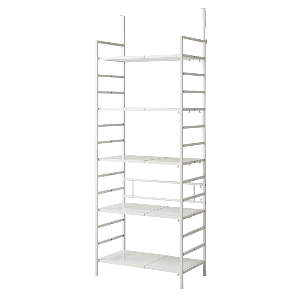 ≪幅80cm-120cm≫ 置きたい幅にぴったり伸縮!総耐荷重約125kgの棚板頑丈ラック 天井突っ張りタイプ奥行46cm高さ216cm-265cm キッチンストッカー 隙間収納 キッチン収納 630313