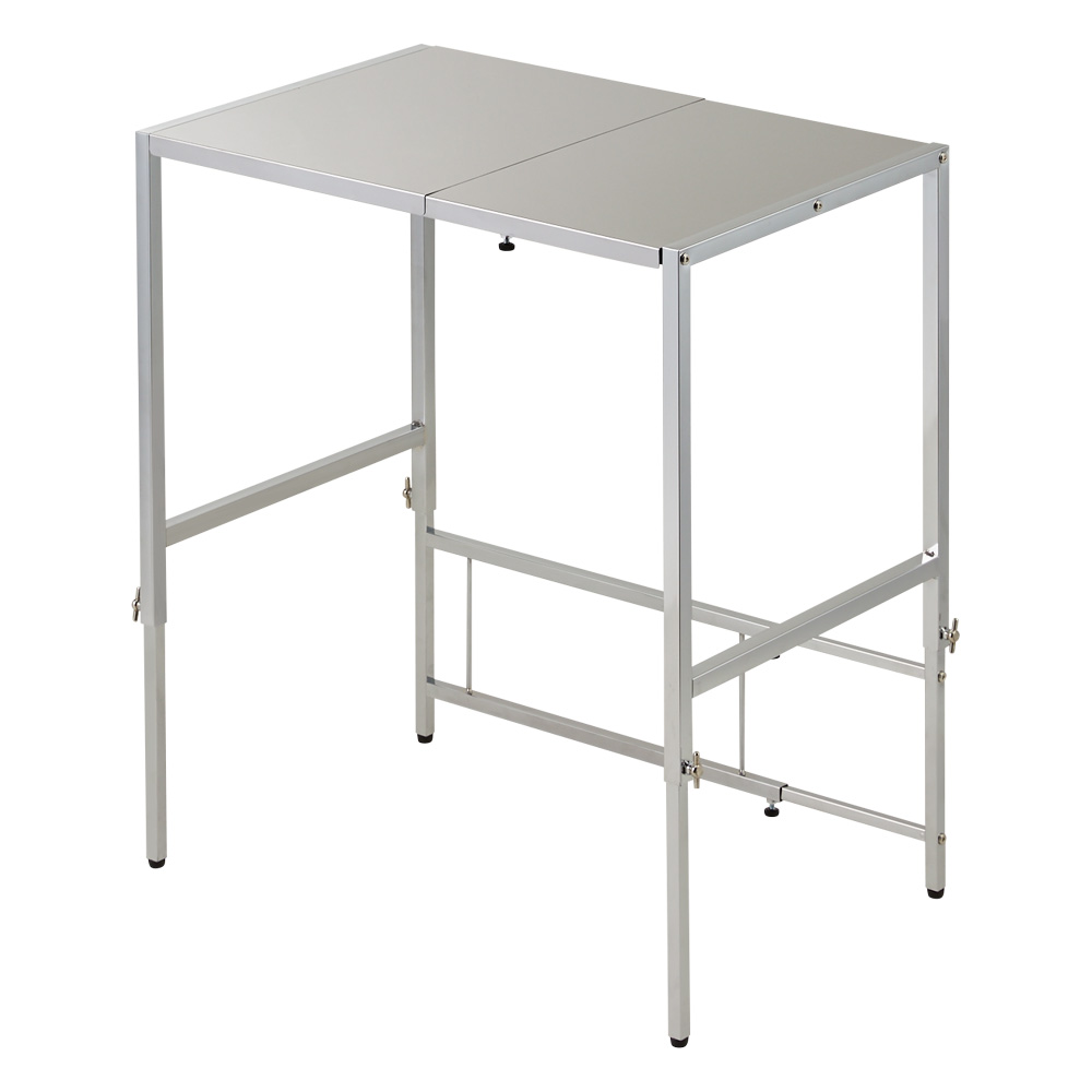 幅と高さが伸縮できるステンレス作業台 幅46-75cm 奥行45cm レンジ台 キッチンラック キッチン収納 630412