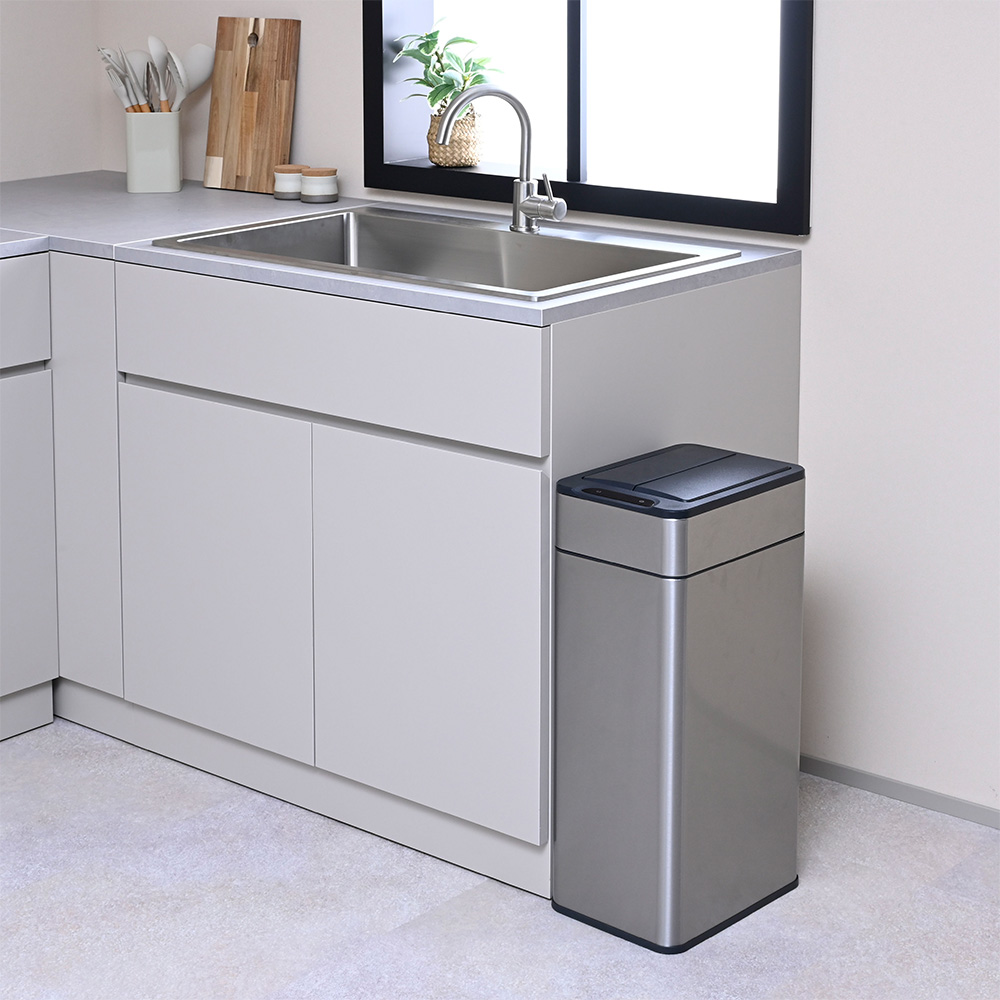 手をかざすだけで自動開閉 センサー付き両開きダストボックス 40リットル 幅23cm奥行31cm高さ65.5cm リビング ダストボックス 630524