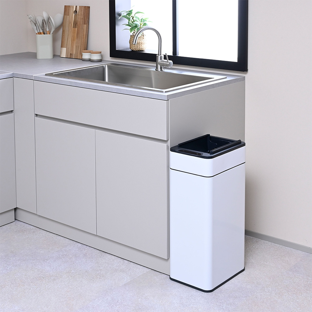 手をかざすだけで自動開閉 センサー付き両開きダストボックス 40リットル 幅23cm奥行31cm高さ65.5cm リビング ダストボックス 630524