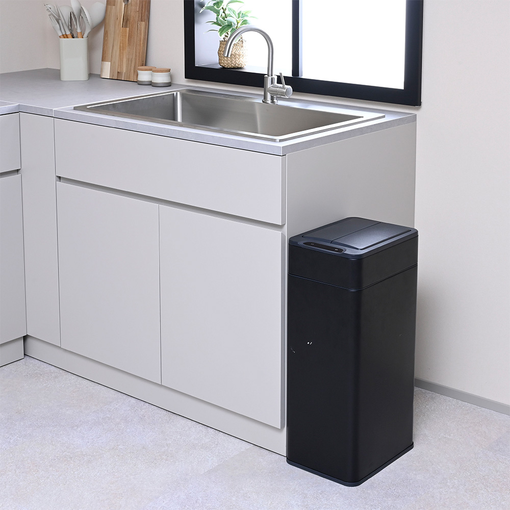 手をかざすだけで自動開閉 センサー付き両開きダストボックス 40リットル 幅23cm奥行31cm高さ65.5cm リビング ダストボックス 630524