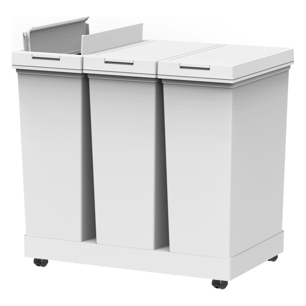 棚下に置ける 3分別キャスター付きダストボックス 60リットル キッチン 分別 ダストボックス 630525