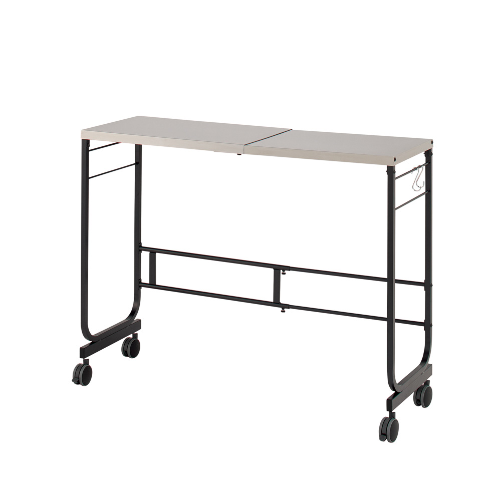 ≪幅70cm-120cm≫ ステンレスの美しい幅伸縮キッチンカウンター 奥行40.5cm高さ92cm キッチンカウンター キッチン収納 630703