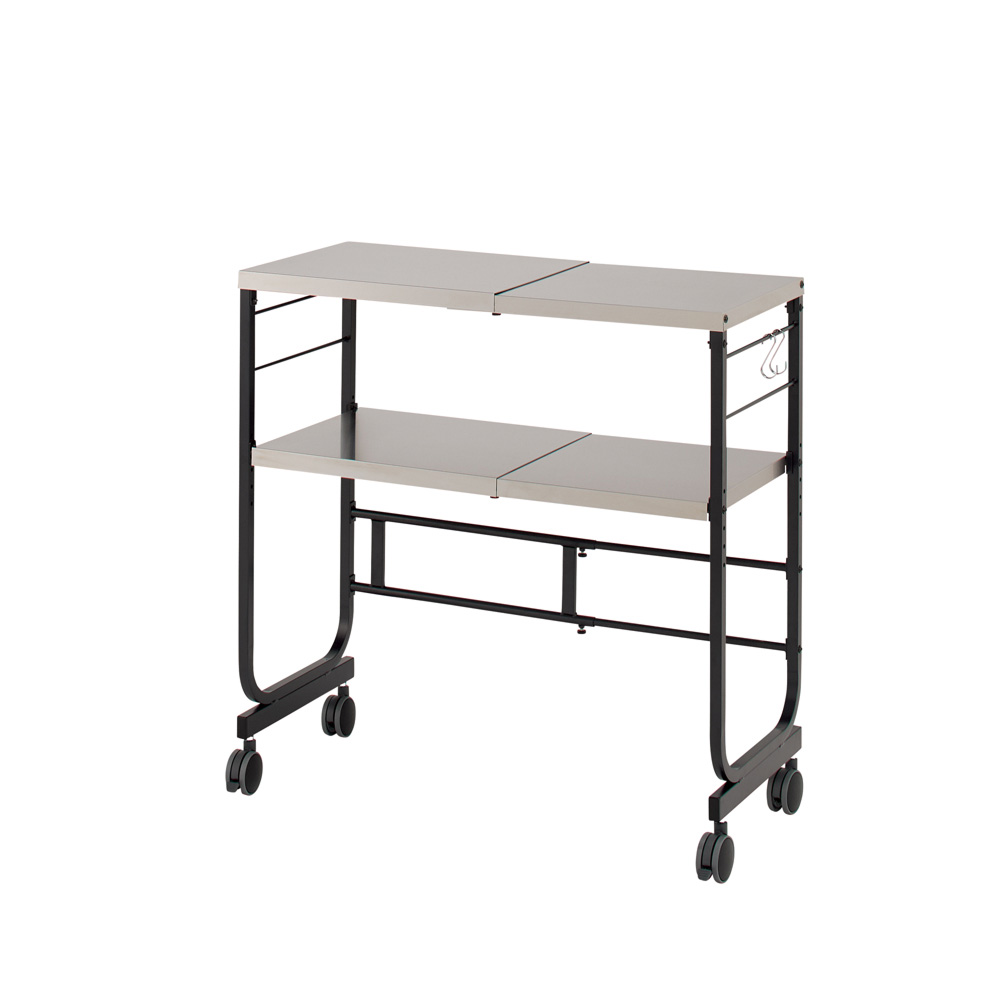 ≪幅55cm-90cm≫ ステンレスの美しい幅伸縮キッチンカウンター 棚付きタイプ 奥行40.5cm高さ92cm キッチンカウンター キッチン収納 630705