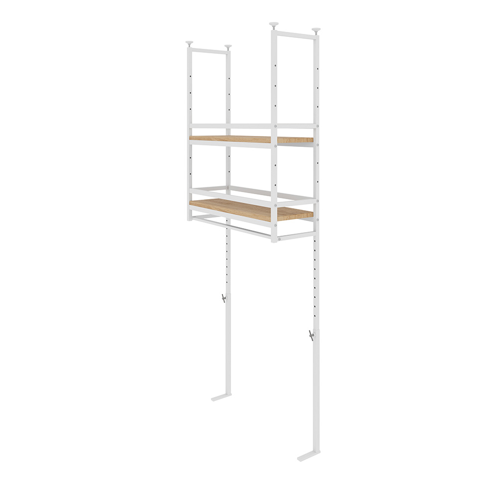 簡単設置突っ張りカウンター上吊棚 幅62cm奥行22cm高さ125cm-160cm キッチンカウンター上収納 キッチン収納 630708