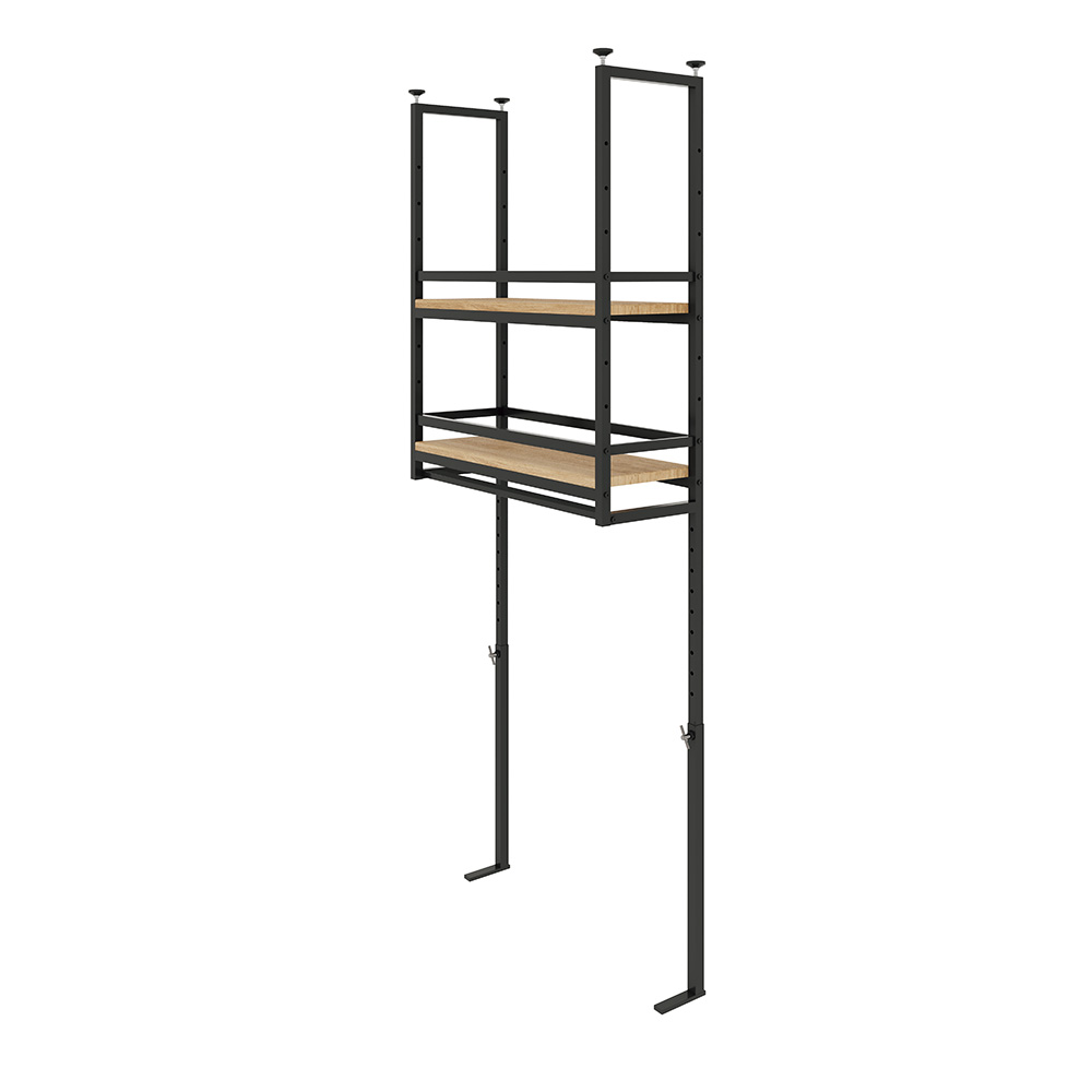簡単設置突っ張りカウンター上吊棚 幅62cm奥行22cm高さ125cm-160cm キッチンカウンター上収納 キッチン収納 630708