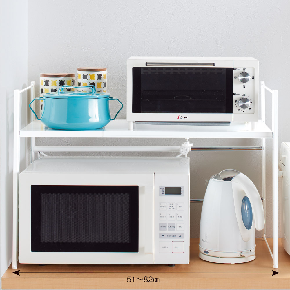 頑丈!カウンター上省スペース 脚部幅1cmキッチン収納ラック 棚2段タイプ キッチンカウンター上収納 キッチン収納 630720