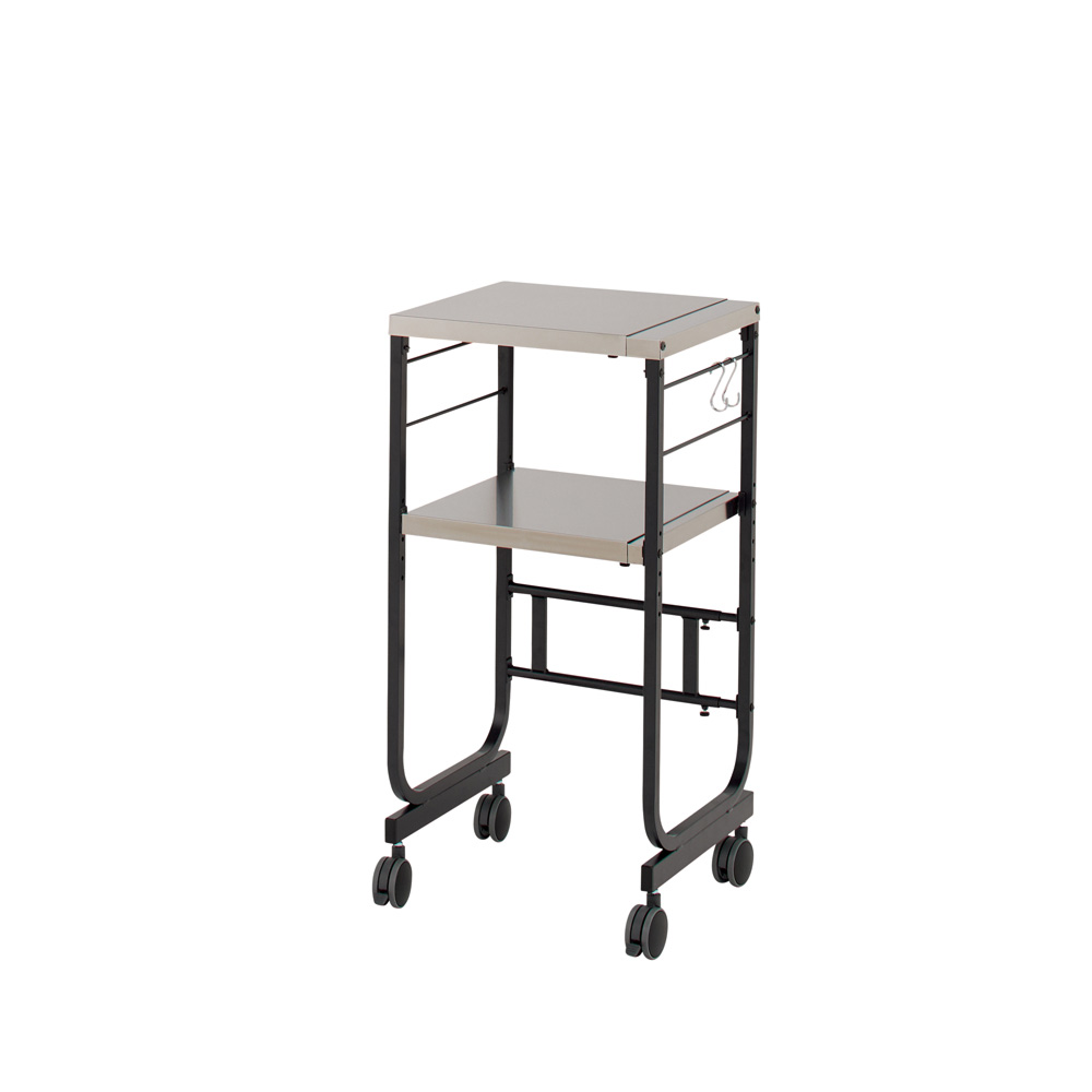 ≪幅40cm-65cm≫ ステンレスの美しい幅伸縮キッチンカウンター 棚付きタイプ 奥行40.5cm高さ92cm キッチンカウンター キッチン収納 630754