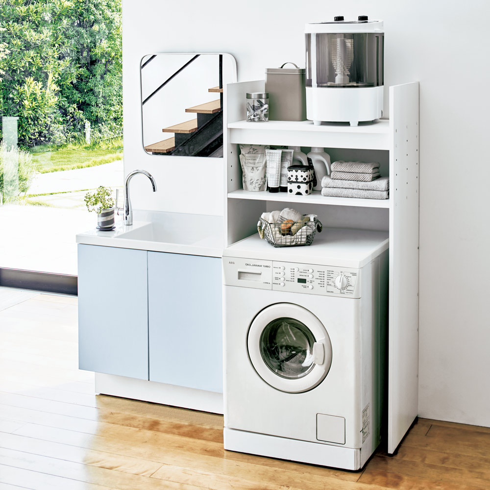 ディノス 雑貨 乾燥機置き台 奥行55cmタイプ 幅77cm高さ151cm がっちり安定 造り付けのような乾燥機置き台 奥行55cmタイプ 幅77cm高