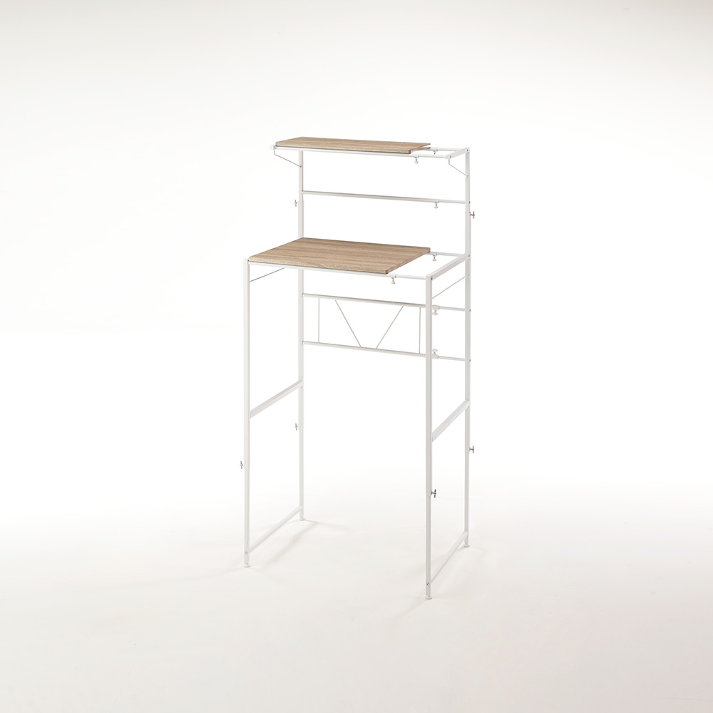 天井が低くても置けるカフェスタイルランドリーラック 棚2段 高さ143-193cm 洗濯機ラック ランドリーラック 洗濯用品 物干し 630904