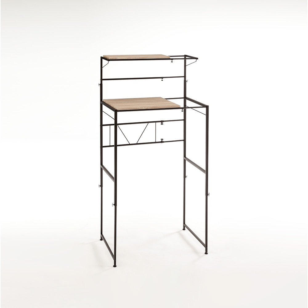 天井が低くても置けるカフェスタイルランドリーラック 棚2段 高さ143-193cm 洗濯機ラック ランドリーラック 洗濯用品 物干し 630904