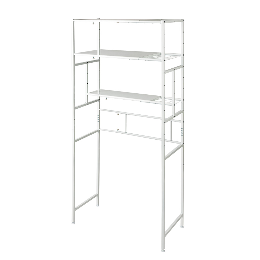 【棚3段タイプ】作業がしやすい 大容量ランドリーラック 幅69cm-89cm奥行44cm高さ192cm 洗濯機ラック ランドリーラック 洗濯用品 物干し 630910