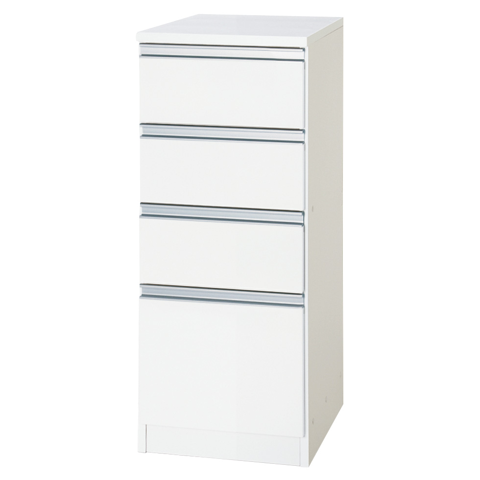 水回りでも安心の光沢洗面所チェスト ロータイプ・幅44.5cm 洗面所収納 隙間収納 トイレ 洗面所 ランドリー収納 631110