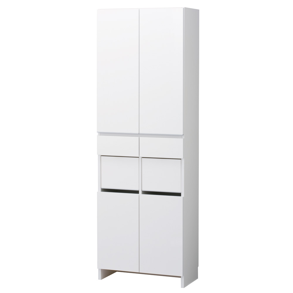 組立不要 洗濯カゴ付き2in1光沢サニタリー収納庫 ハイタイプ 幅60.5cm 洗面所収納 隙間収納 トイレ 洗面所 ランドリー収納 631128