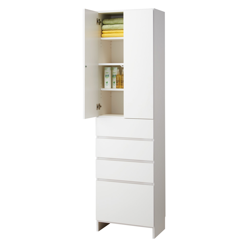 組立不要 天井まで使える薄型サニタリーチェスト 奥行23.5cm・幅50cm 洗面所収納 隙間収納 トイレ 洗面所 ランドリー収納 631136