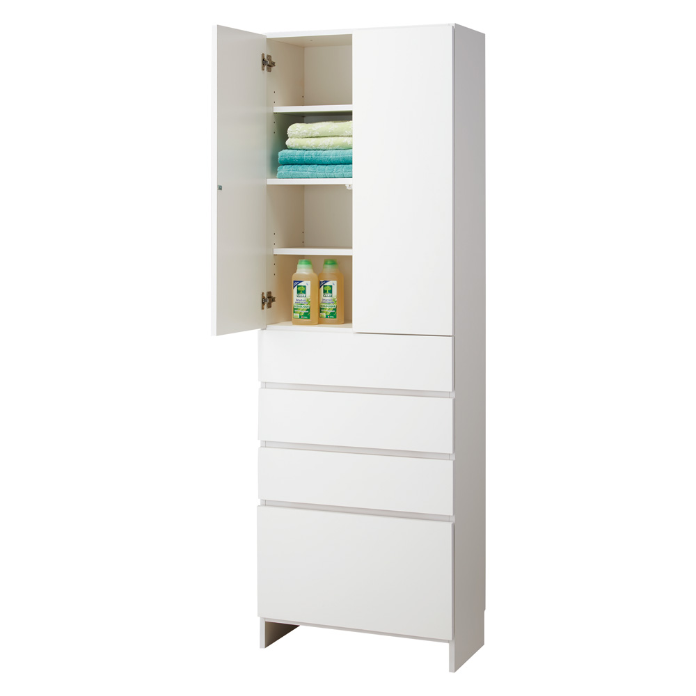 組立不要 天井まで使える薄型サニタリーチェスト 奥行23.5cm・幅60cm 洗面所収納 隙間収納 トイレ 洗面所 ランドリー収納 631137