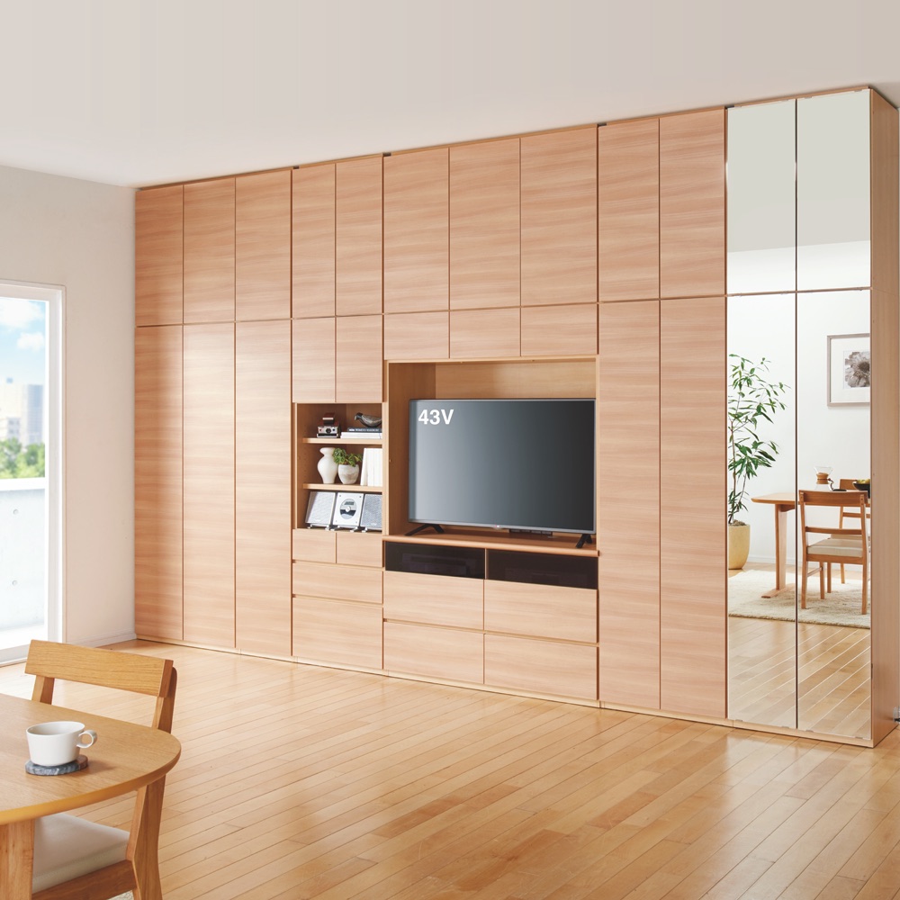 壁面収納テレビ台 幅155cm ミドルタイプ 【生活感を隠すリビング壁面収納】 壁面収納テレビ台 テレビ台 テレビボード 631319