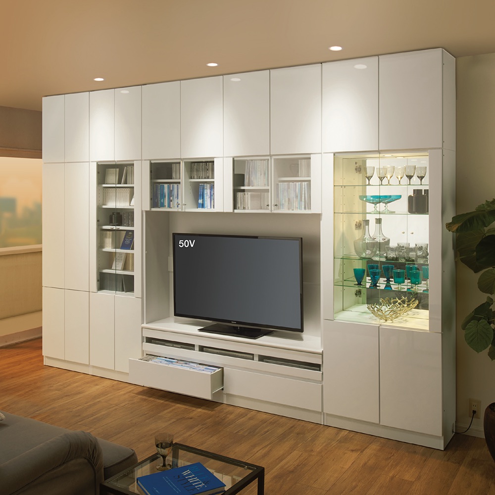 美しくしまうハイクラス壁面収納シリーズ 収納庫 板扉 板棚 幅78cm 本棚 ブックシェルフ 書棚 ラック シェルフ 631403