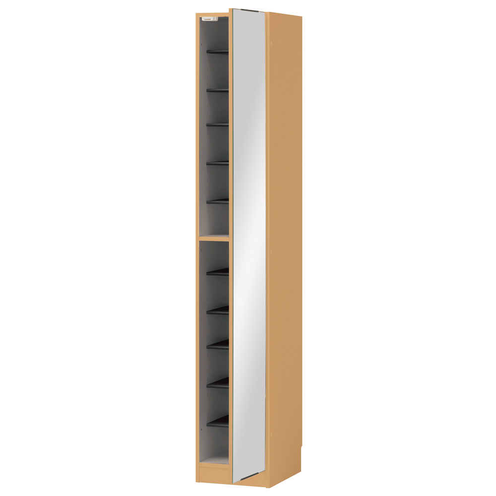 インテリアに合わせて8色&13タイプから選べるシューズボックス ミラー扉(右開き) 幅30高さ180.5cm 下駄箱 シューズボックス 玄関収納 631503