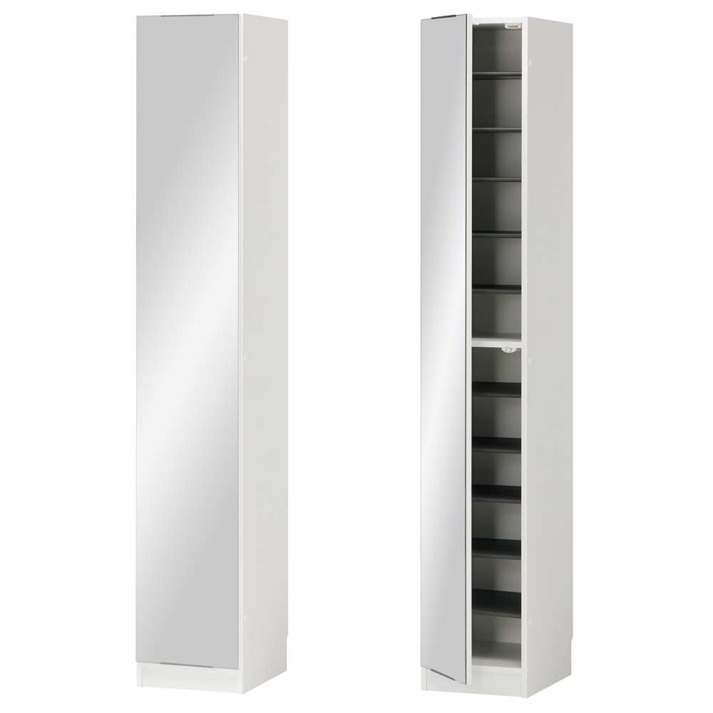 インテリアに合わせて8色&13タイプから選べるシューズボックス ミラー扉(左開き) 幅30高さ180.5cm 下駄箱 シューズボックス 玄関収納 631504