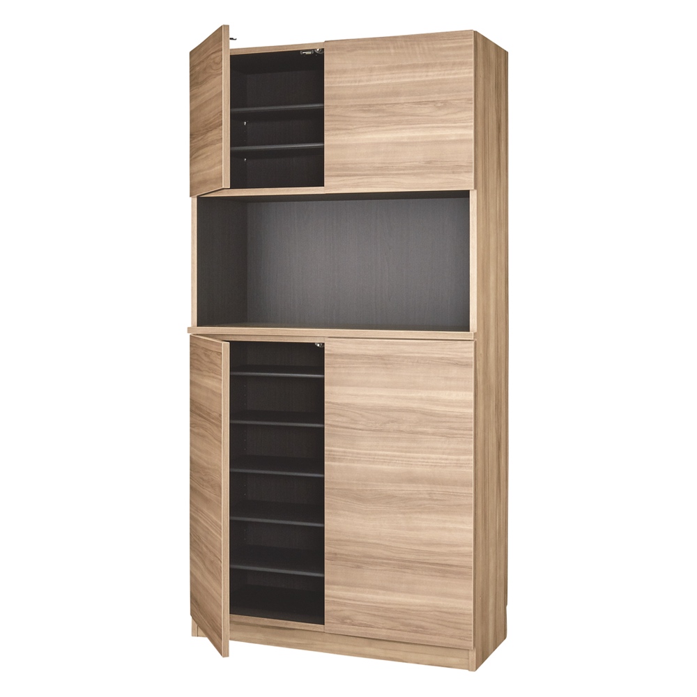 インテリアに合わせて8色&13タイプから選べるシューズボックス オープン 幅90高さ180.5cm 下駄箱 シューズボックス 玄関収納 631511