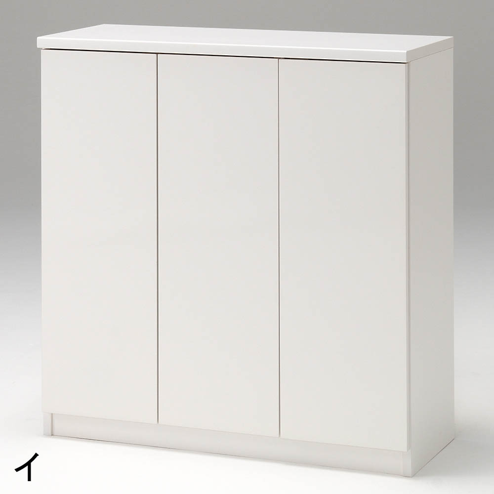 前面ミラー&板戸シューズボックス ミドルタイプ・幅89.5 高さ93cm 下駄箱 シューズボックス 玄関収納 631518