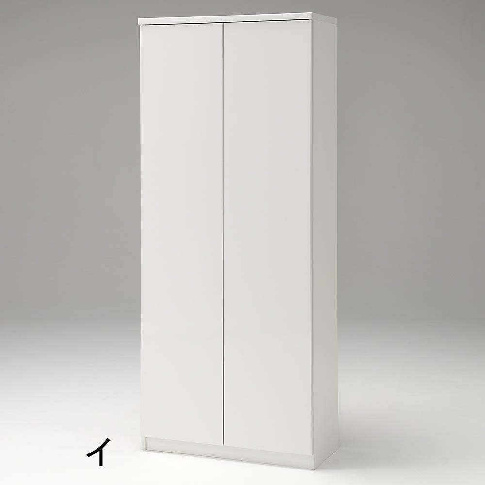 前面ミラー&板戸シューズボックス ハイタイプ・幅75.5 高さ180cm 下駄箱 シューズボックス 玄関収納 631520