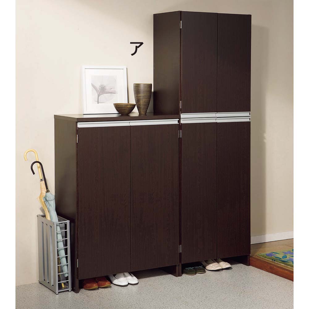 奥行ゆったりシンプルラインシューズボックス ミドルタイプ(高さ110cm) 幅60cm 下駄箱 シューズボックス 玄関収納 631522