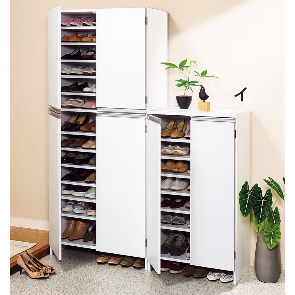 奥行ゆったりシンプルラインシューズボックス ミドルタイプ(高さ110cm) 幅75cm 下駄箱 シューズボックス 玄関収納 631523