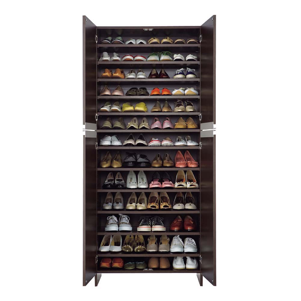 奥行ゆったりシンプルラインシューズボックス ハイタイプ(高さ180cm) 幅75cm 下駄箱 シューズボックス 玄関収納 631525