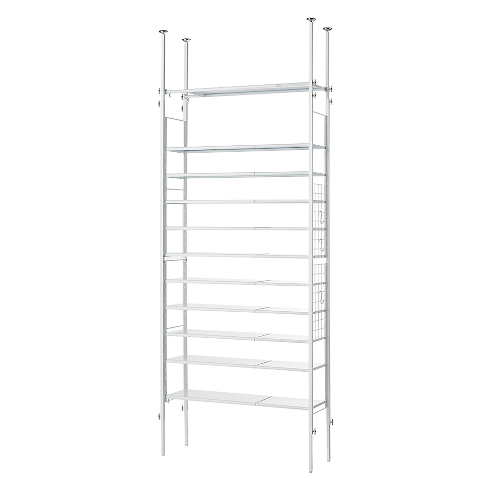 玄関の段差対応伸縮シューズラック 突っ張り式 11段ワイド シューズラック ケース 下駄箱 玄関収納 631604