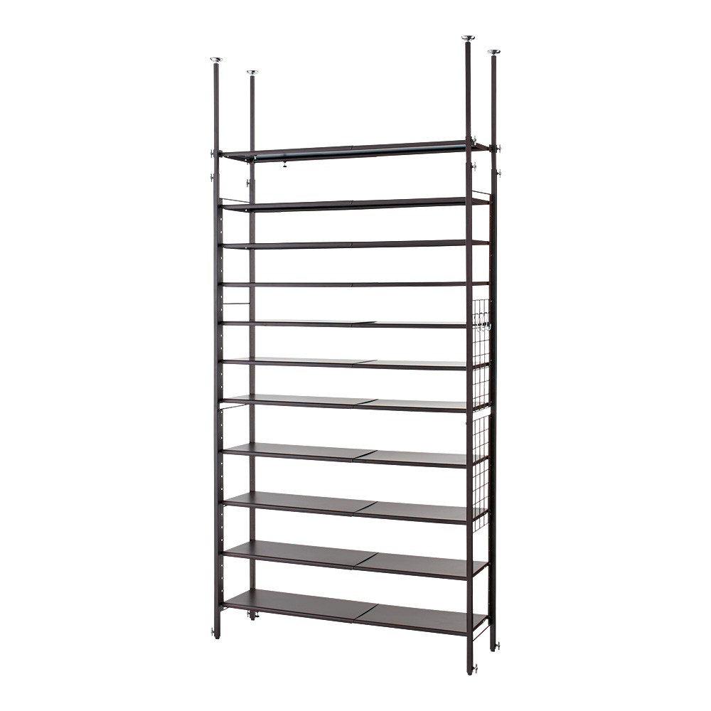 玄関の段差対応伸縮シューズラック 突っ張り式 11段ワイド シューズラック ケース 下駄箱 玄関収納 631604