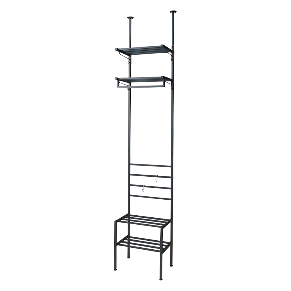 玄関のすき間を活用できる 突っ張りハンガーシューズラック 幅49.5cm シューズラック ケース 下駄箱 玄関収納 631610