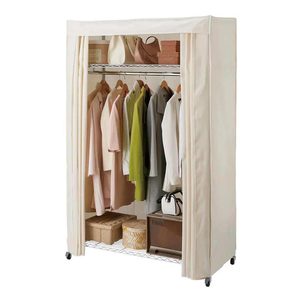 洗えるカバー付き 頑丈ハンガーラック ロータイプ・幅121cm ハンガーラック パイプハンガー 衣類収納 631716