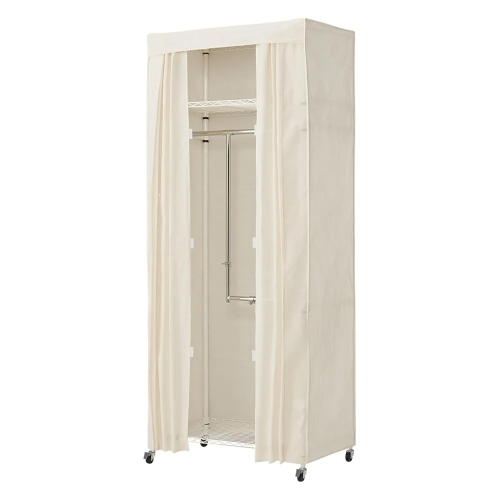 洗えるカバー付き 頑丈ハンガーラック 2段掛けハイタイプ・幅91cm ハンガーラック パイプハンガー 衣類収納 631718