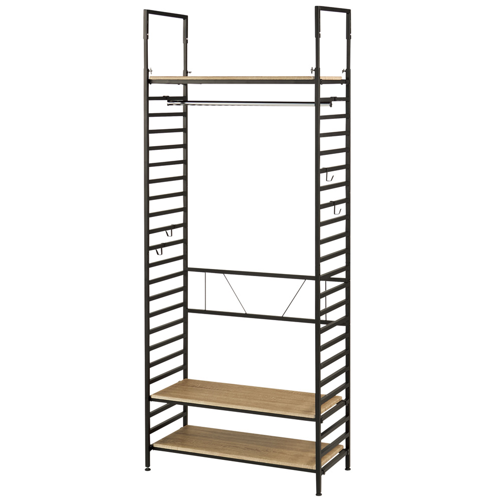 ブルックリンハンガーラック 幅90cm 棚3枚・ハンガー1段タイプ コートハンガー コート掛け 衣類収納 631802