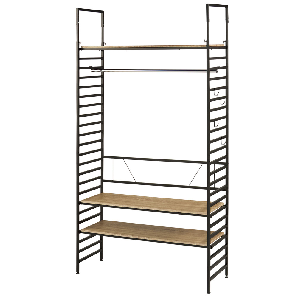 ブルックリンハンガーラック 幅120cm 棚3枚・ハンガー1段タイプ コートハンガー コート掛け 衣類収納 631803