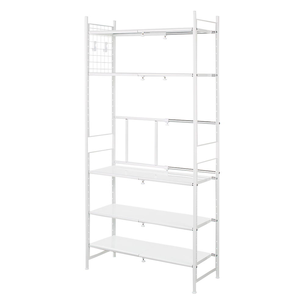 頑丈フレキシブル伸縮ラック 棚5段 幅50-83cm レンジ台 キッチンラック キッチン収納 632008