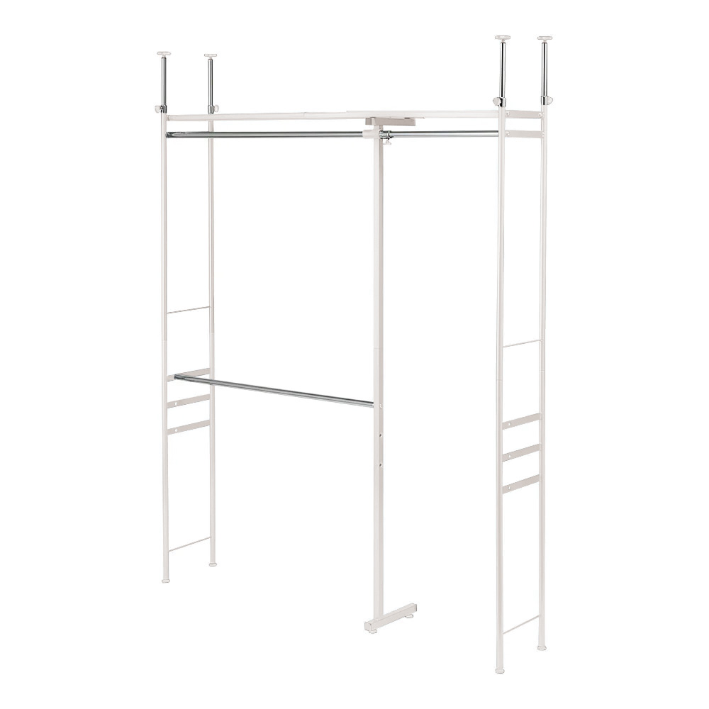 奥行30cm突っ張りハンガー ハイタイプ 幅111cm-200cm クローゼットハンガー カバー 衣類収納 632023