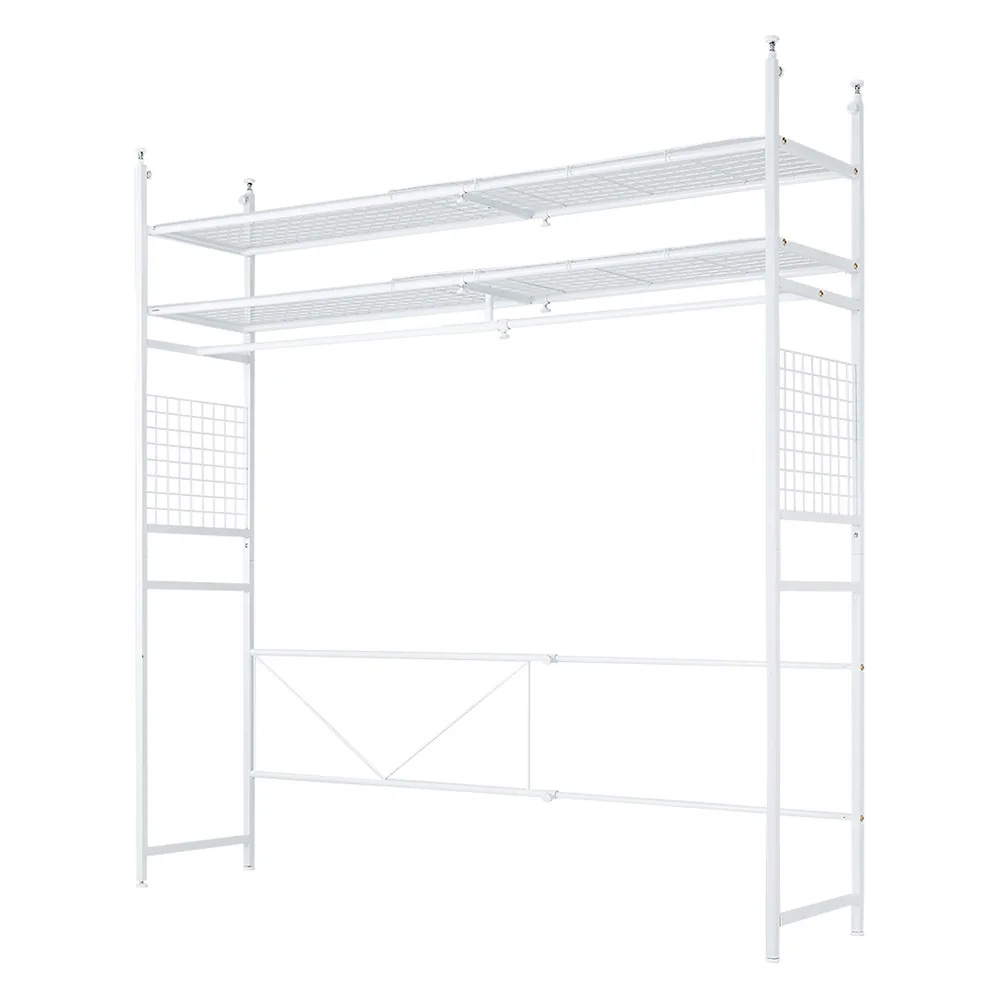 家具の上も収納になる伸縮ラック 天井突っ張りタイプ（高さ225cm-280cm） クローゼットハンガー カバー 衣類収納 632156