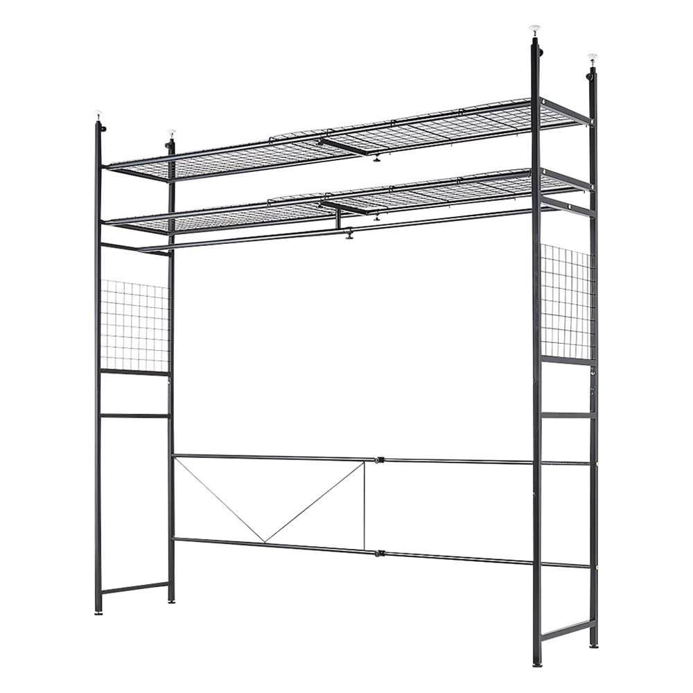 家具の上も収納になる伸縮ラック 天井突っ張りタイプ（高さ225cm-280cm） クローゼットハンガー カバー 衣類収納 632156