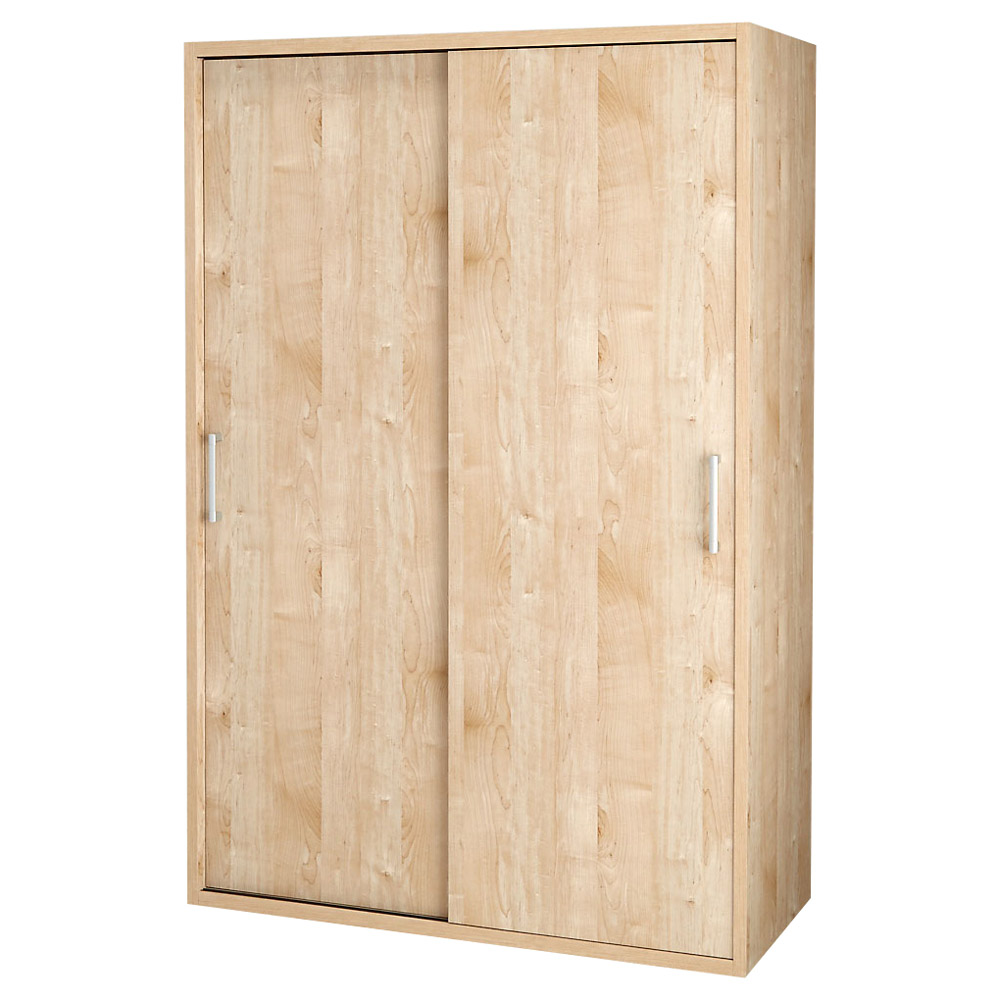 【オシャレな北欧風デザイン】天然木調 引き戸クローゼットハンガー 幅120cm クローゼットハンガー カバー 衣類収納 632205