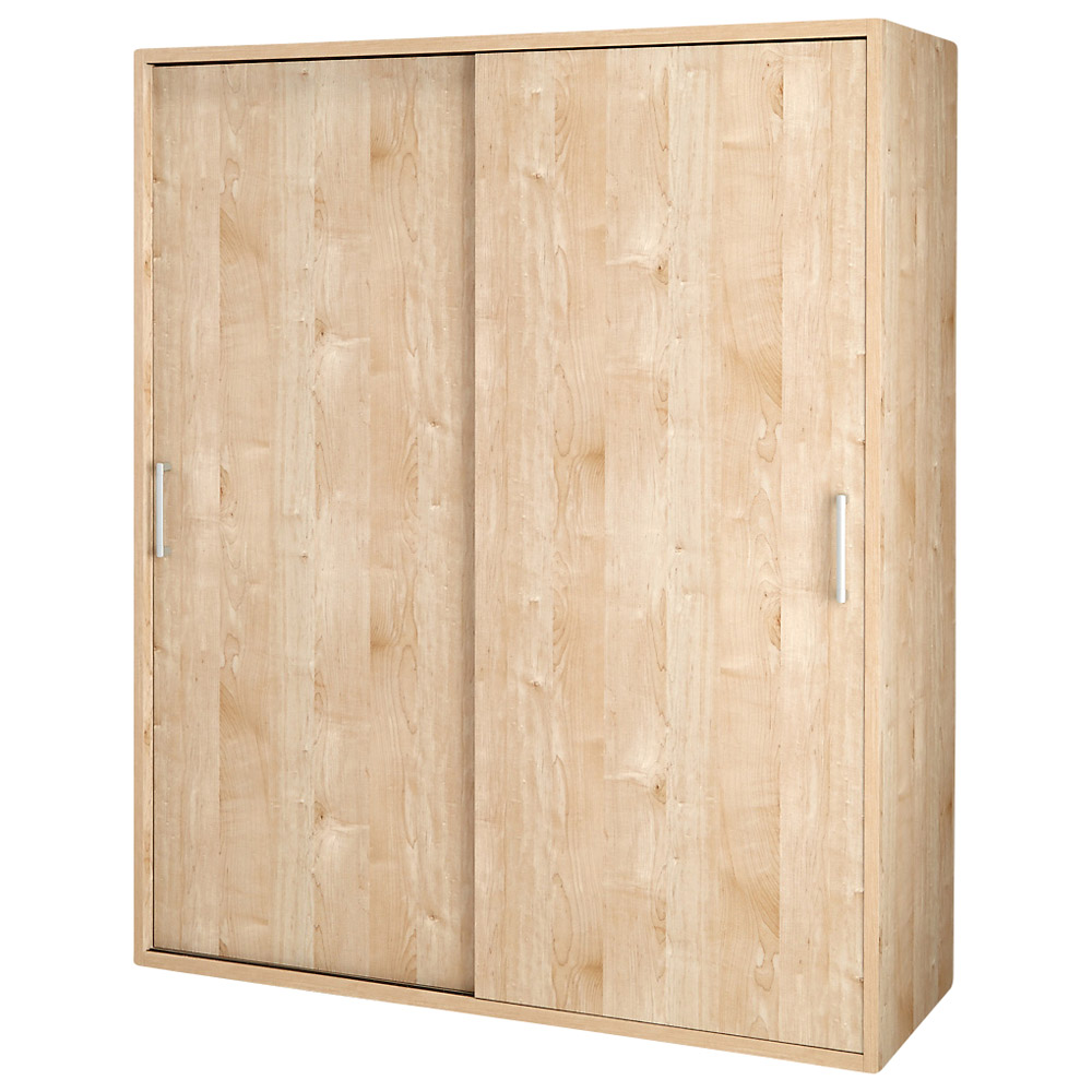 【オシャレな北欧風デザイン】天然木調 引き戸クローゼットハンガー 幅150cm クローゼットハンガー カバー 衣類収納 632206