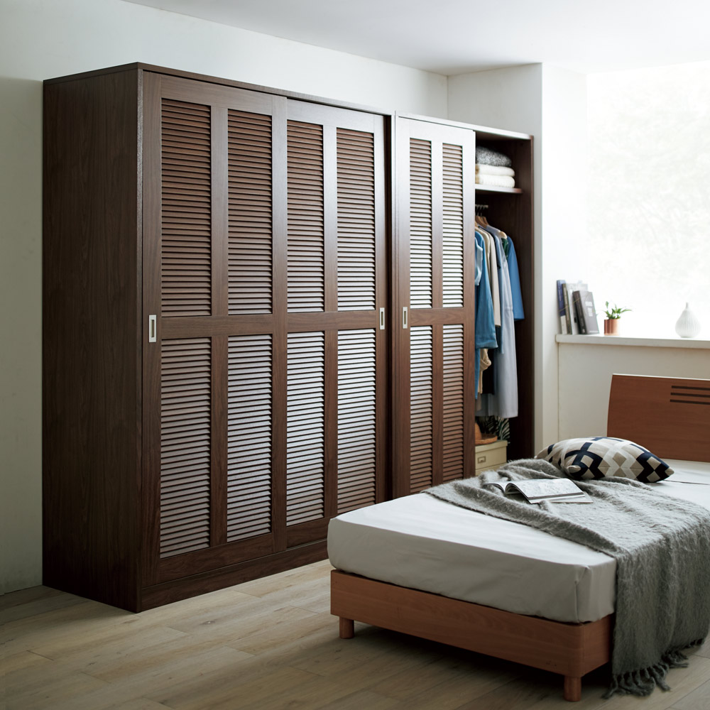 通気性の良い 引き戸ルーバーワードローブ 幅90cm ディノスANAmall店